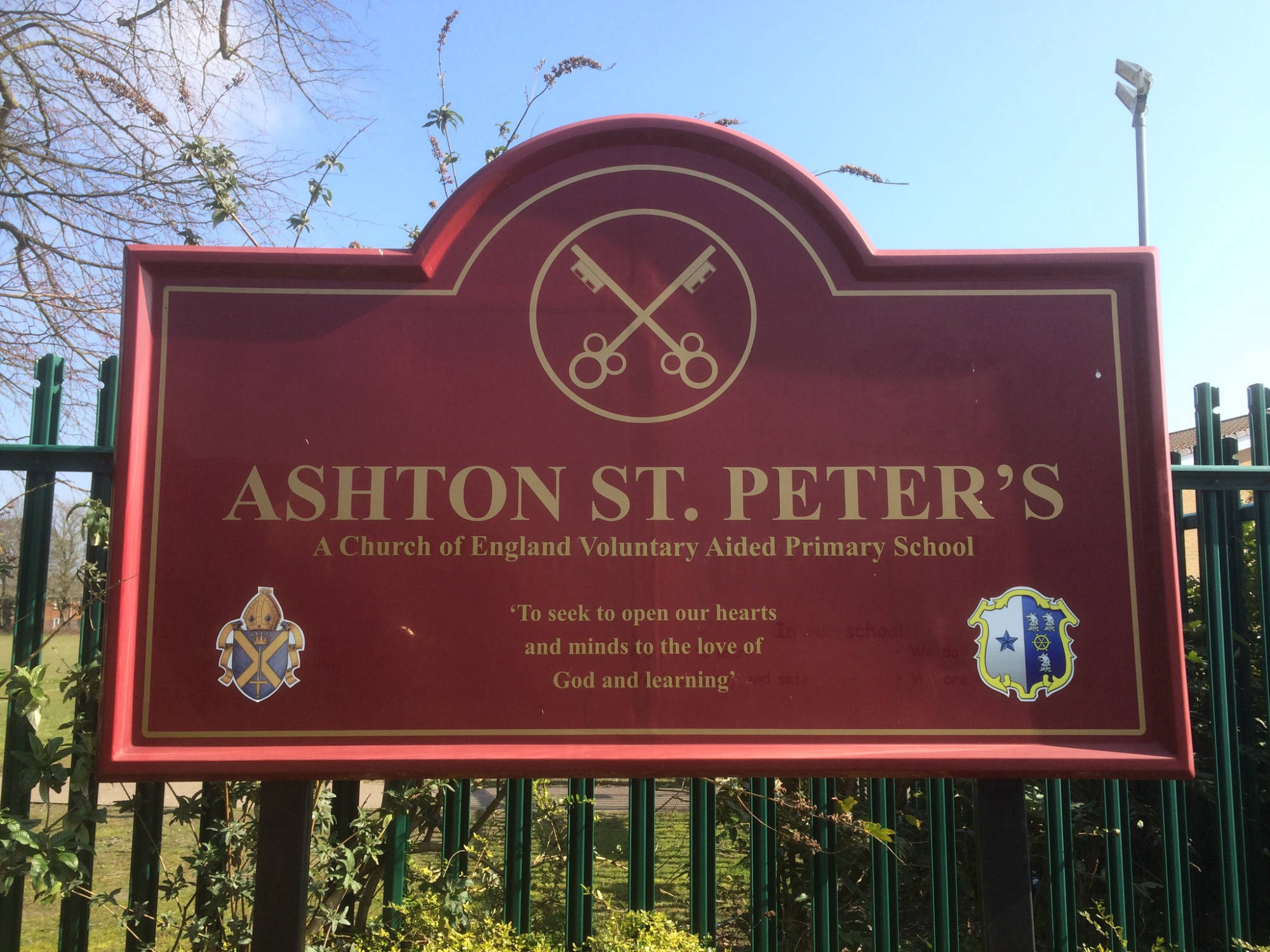 private school railing signage