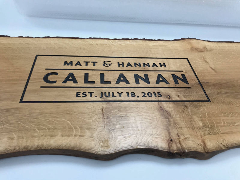 engraved wooden signage