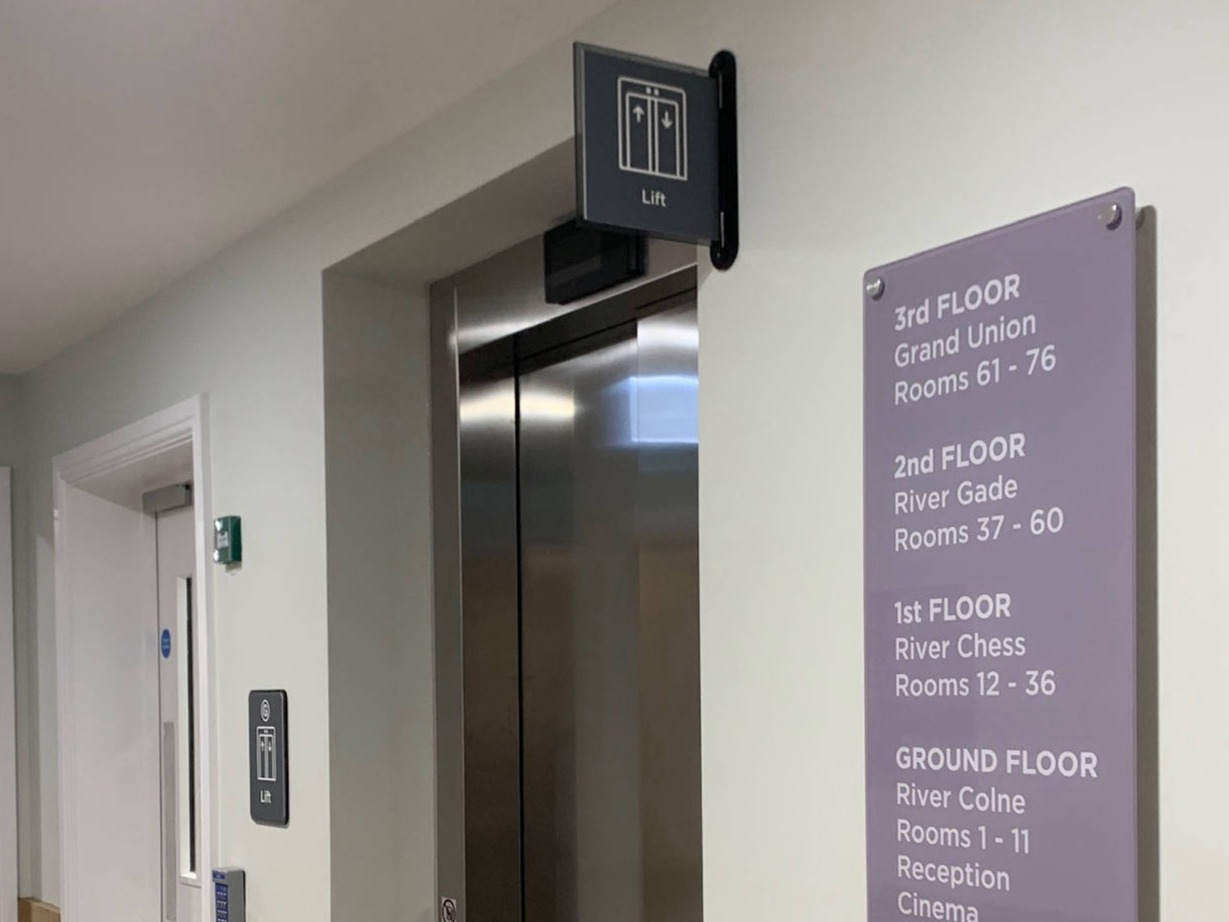 lifts wayfinding carehome signage